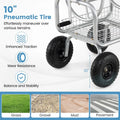 Portable Garden Hose Reel Cart Holds 300FT of 5/8" Large Capacity, Heavy Duty Metal Hose Cart with 4 Wheels & Storage Basket for Lawn Yard
