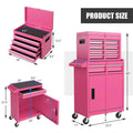 2 in 1 Rolling Tool Chest, 5-Drawer Tool Storage Cabinet with Wheels, Adjustable Shelf, Tool Box Organizer for Garage Warehouse Workshop