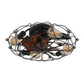 Industrial Cage Ceiling Fan Low Profile 7 Blade Fan with Remote & Light Modern Rustic Cooling for Small Spaces