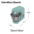 Hamilton Beach 4 Quart Stand Mixer for Kitchen, 7 Speeds, Tilt Head, Dough Hook, Whisk & Flat Beater, White