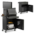 2 in 1 Rolling Tool Chest, 5-Drawer Tool Storage Cabinet with Wheels, Adjustable Shelf, Tool Box Organizer for Garage Warehouse Workshop