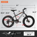 20 in Mountain Bike for 7 15 Years Old, 7 Speed Kids Bike with High Carbon Steel Frame, Fat Tire and Dual Disc Brake, Front Suspension Mountain