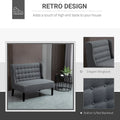 HOMCOM Armless Double Sofa Loveseat Tufted Linen Upholstery Couch with Wooden Legs for Living Room 28.75 x 43.25 x 36.5 inches