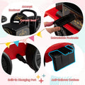 6V 2 Seater Ride On Train with Detachable Carriage, Under Seat Storage, Whistle & Flashing LED Lights, Trackless Electric Ride On Toy for Kids