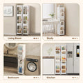 Slim Kitchen Pantry Storage Cabinet with Doors and Shelves, 3 Tiers Plastic Narrow Storage Organizer Collapsible