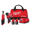 M12 FUEL 12V Lithium Ion Cordless 3/8 In. Ratchet and 1/4 In. Impact Driver Kit (2 Tool) W/Batteries, Charger & Bag