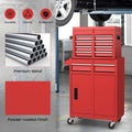 2 in 1 Rolling Tool Chest, 5-Drawer Tool Storage Cabinet with Wheels, Adjustable Shelf, Tool Box Organizer for Garage Warehouse Workshop