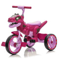 Xuanlur Kids Ride on Dinosaur Tricycle, Toddlers Kid Trike with Wide Flash Wheels, Anti Slip Pedals, Rear Basket, Music & LED Lights, Toddler Bike